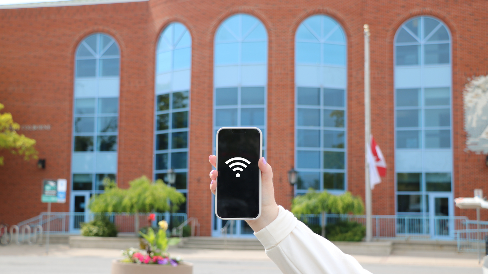 Wi-Fi on phone in front of City Hall